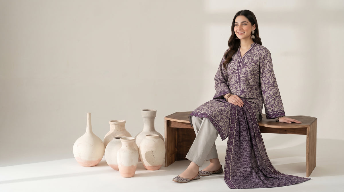 RESHAM 3pcs Un-Stitched Printed Khaddar [D-6282]