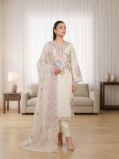 ARIBA 3pcs Stitched Fancy Emb Khaddi [D-5846]