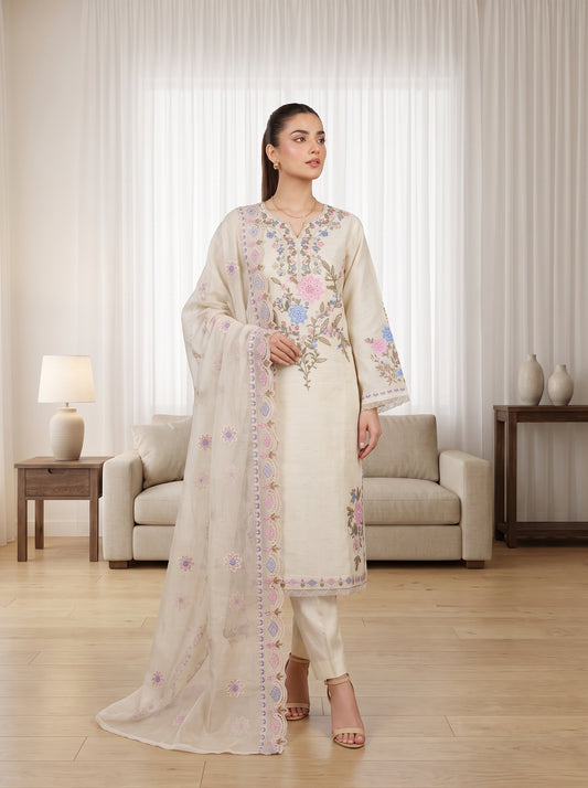 ARIBA 3pcs Stitched Fancy Emb Khaddi [D-5846]