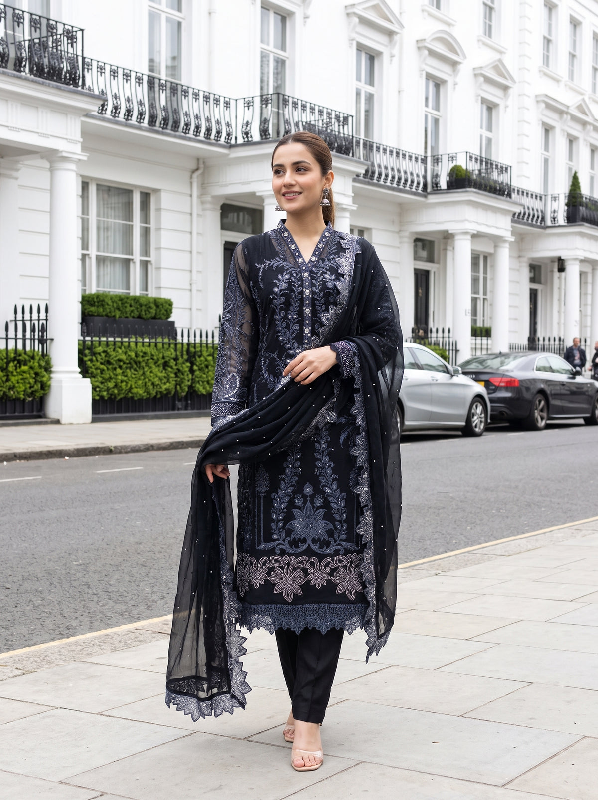 AYZEL 3pcs Semi-Stitched Emb Chiffon [D-5116]