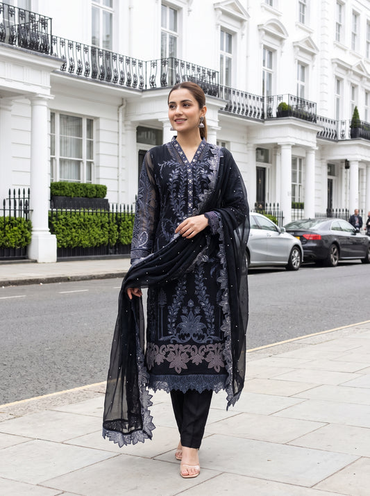 AYZEL 3pcs Semi-Stitched Emb Chiffon [D-5116]