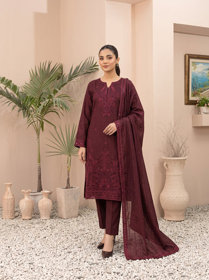 MEENA 3pcs Un-Stitched  Embroidered Dhanak [D-6303]