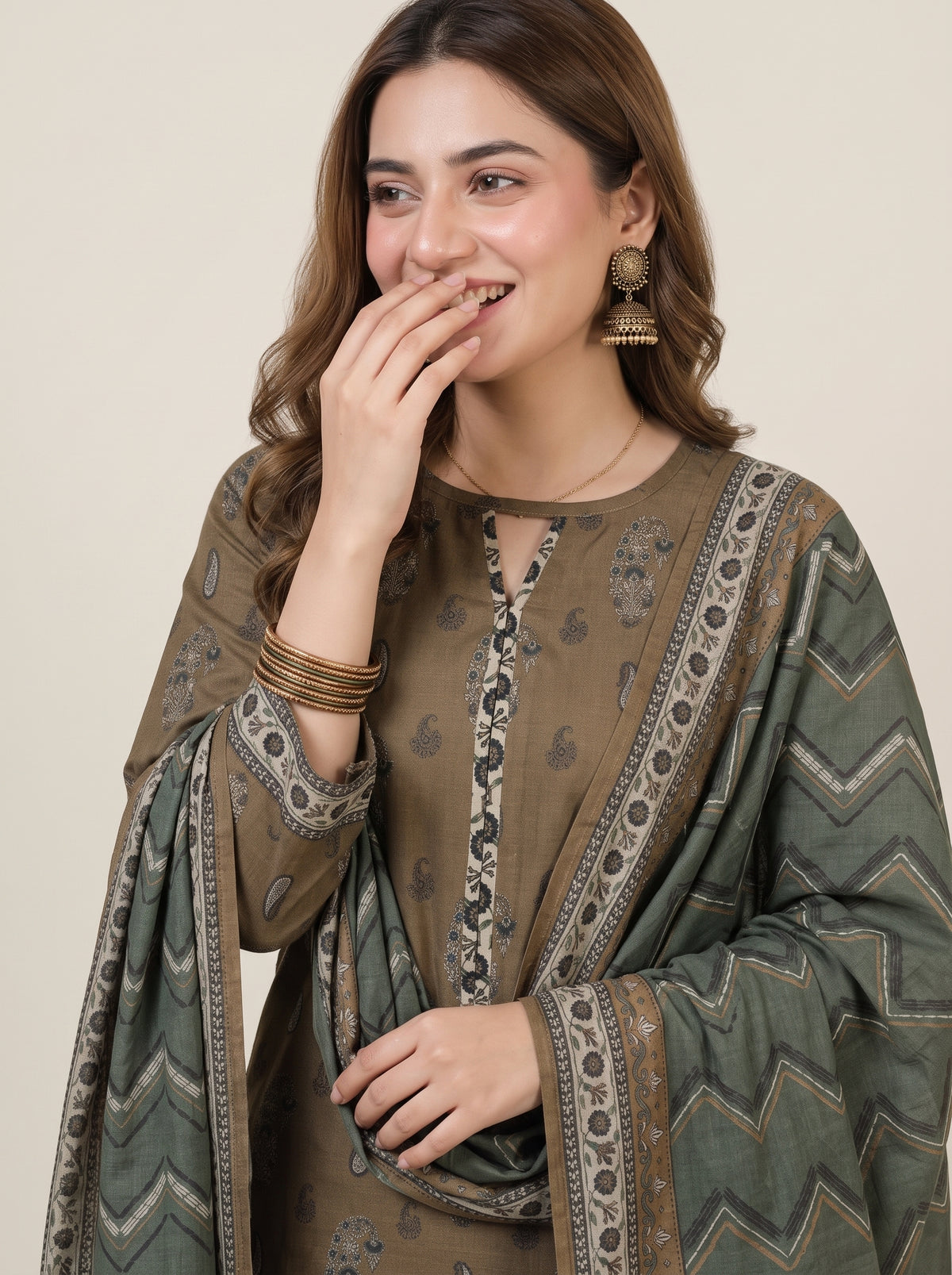 GHAZAL 3pcs Stitched Printed Khaddar [D-6267]