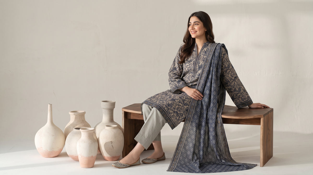 RESHAM 3pcs Un-Stitched Printed Khaddar [D-6285]