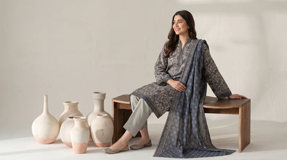 RESHAM 3pcs Un-Stitched Printed Khaddar [D-6285]