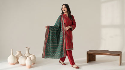 RESHAM 3pcs Un-Stitched Printed Khaddar [D-6281]