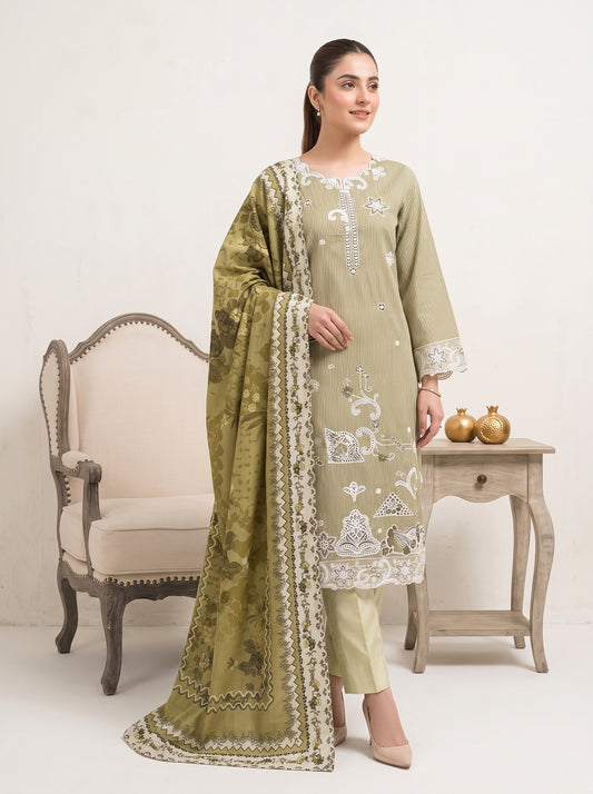 SOULAY 3pcs Un-Stitched Emb Viscose [D-6160]