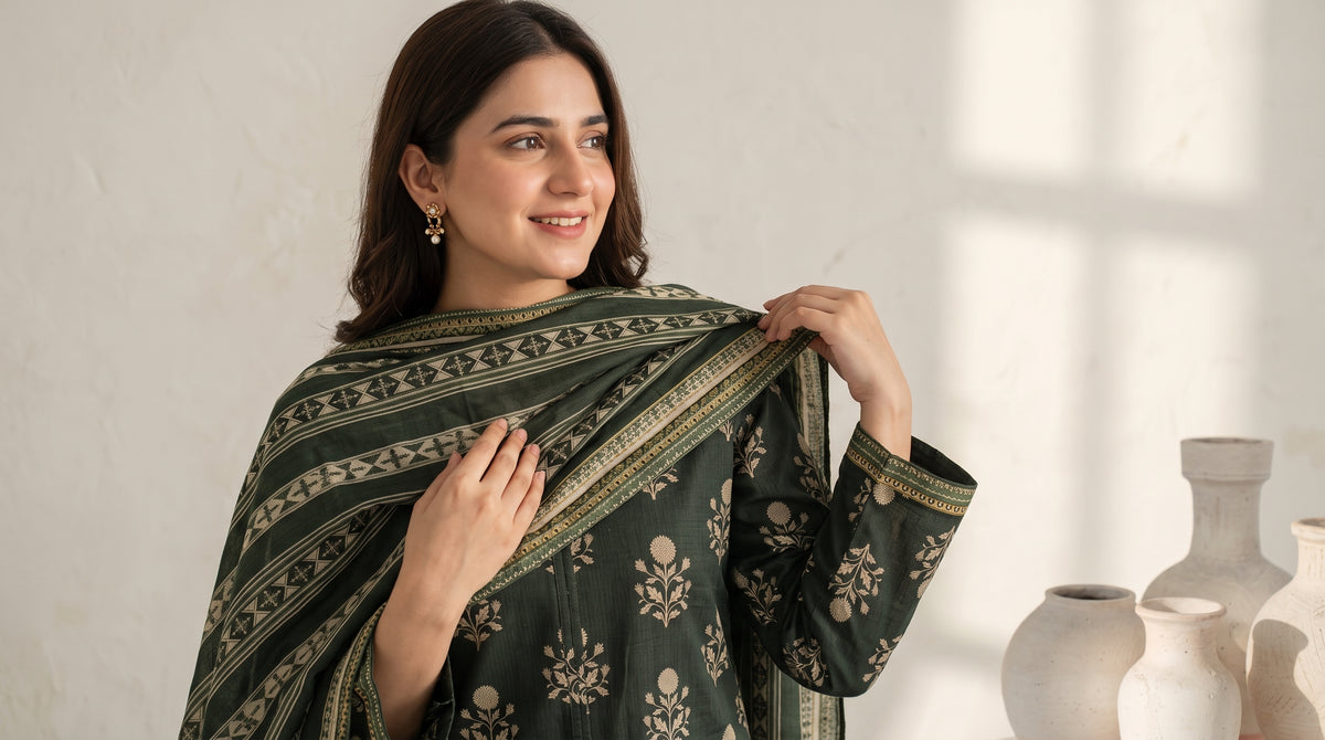 RESHAM 3pcs Un-Stitched Printed Khaddar [D-6276]
