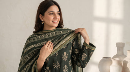 RESHAM 3pcs Un-Stitched Printed Khaddar [D-6276]