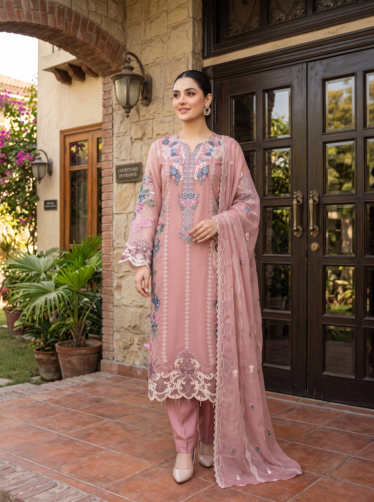 ZAFIELLE 3pcs Semi-Stitched Emb Chiffon [D-5101]