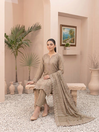 MEENA 3pcs Un-Stitched  Embroidered Dhanak [D-6306]