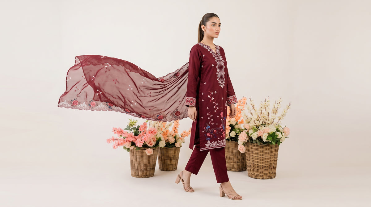 ZERANE 3pcs Un-Stitched Emb Viscose [D-5949]