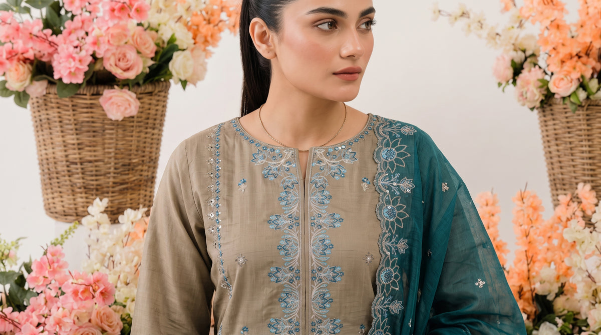ZERANE 3pcs Un-Stitched Emb Viscose [D-5963]