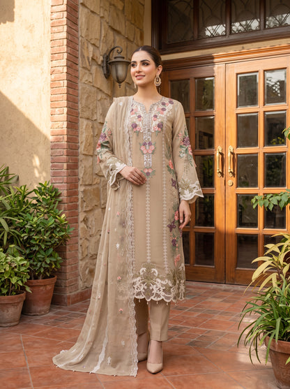 ZAFIELLE 3pcs Semi-Stitched Emb Chiffon [D-5103]