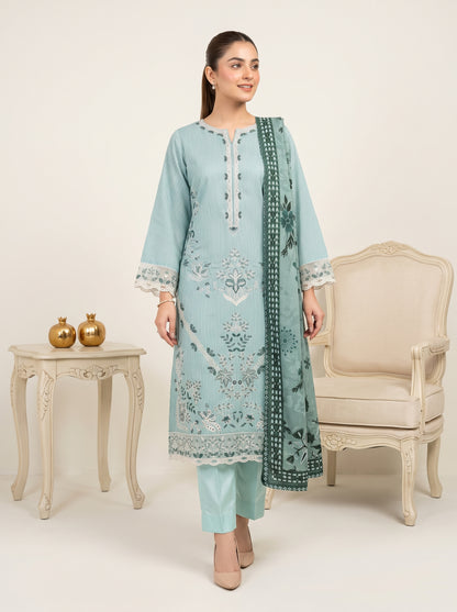 SOULAY 3pcs Un-Stitched Emb Viscose [D-6157]