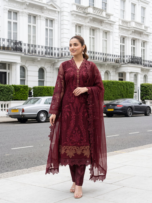 AYZEL 3pcs Semi-Stitched Emb Chiffon [D-5120]