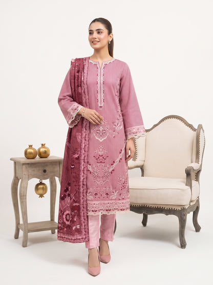 SOULAY 3pcs Un-Stitched Emb Viscose [D-6153]