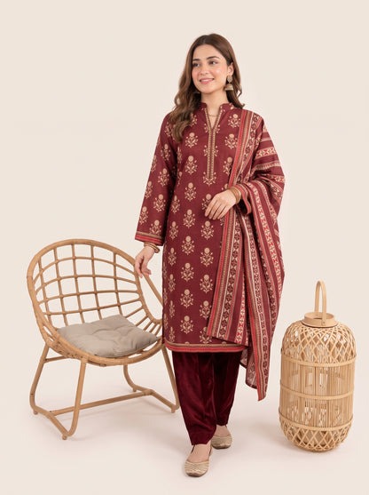 SILSILA 3pcs Un-Stitched Printed Khaddar [D-6273]