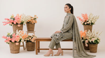 ZERANE 3pcs Un-Stitched Emb Viscose [D-5951]