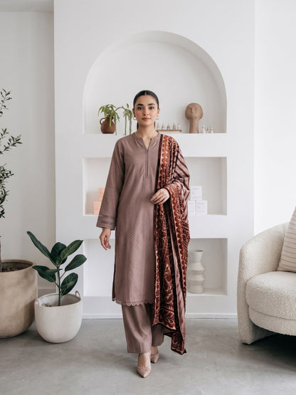 AERIS 3pcs Stitched Jacquard Dhanak [D-6743]