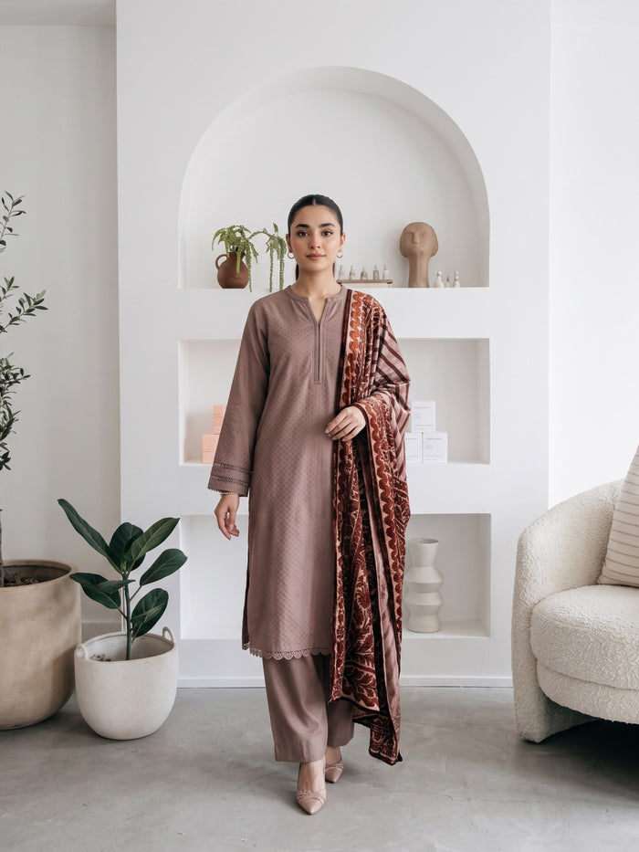 AERIS 3pcs Stitched Jacquard Dhanak [D-6743]