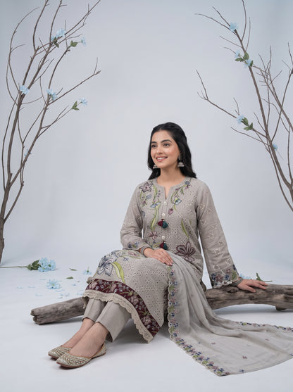 ZARAFAT 3pcs Semi-Stitched Emb Lawn [D-4816]