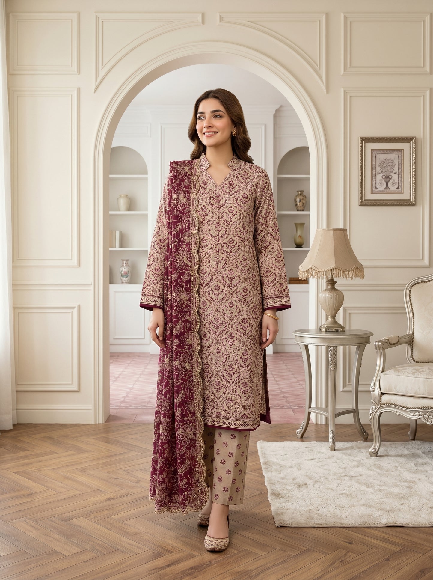 MARIUM 3pcs Un-Stitched Emb Printed Lawn [D-4143]