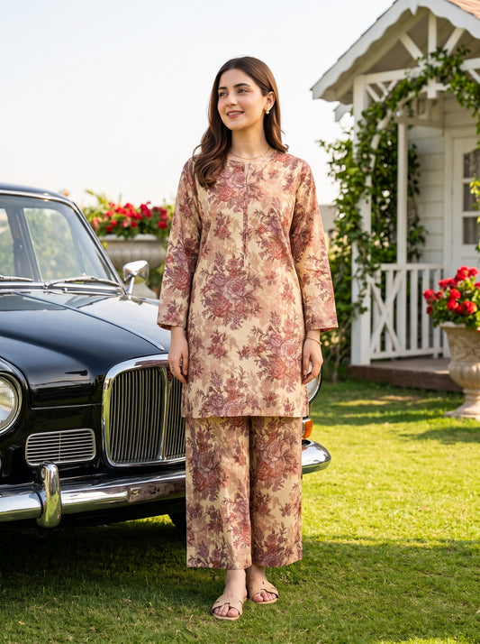 AURYN V-3 2pcs Stitched Printed Lawn [D-3220]