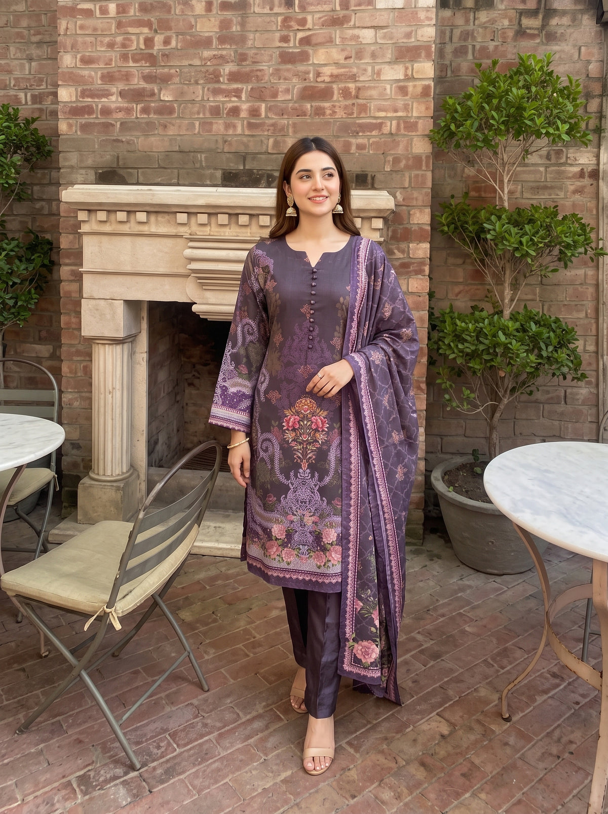 AYEZAH 3pcs Un-Stitched Print Viscose [D-04]