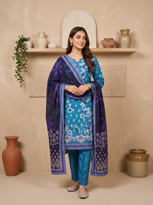 DESIR 3pcs Un-Stitched Emb Printed Staple [D-5893]