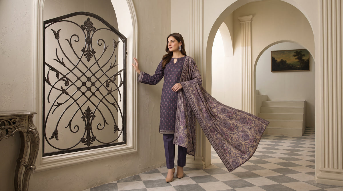 MAHRUKH 3pcs Stitched Printed Khaddar [D-6144]