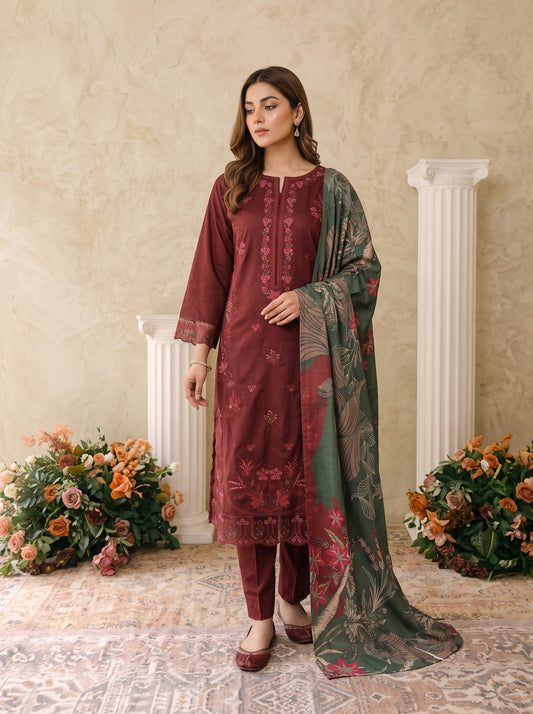 INARA 3pcs Un-Stitched Emb Viscose [D-6214]