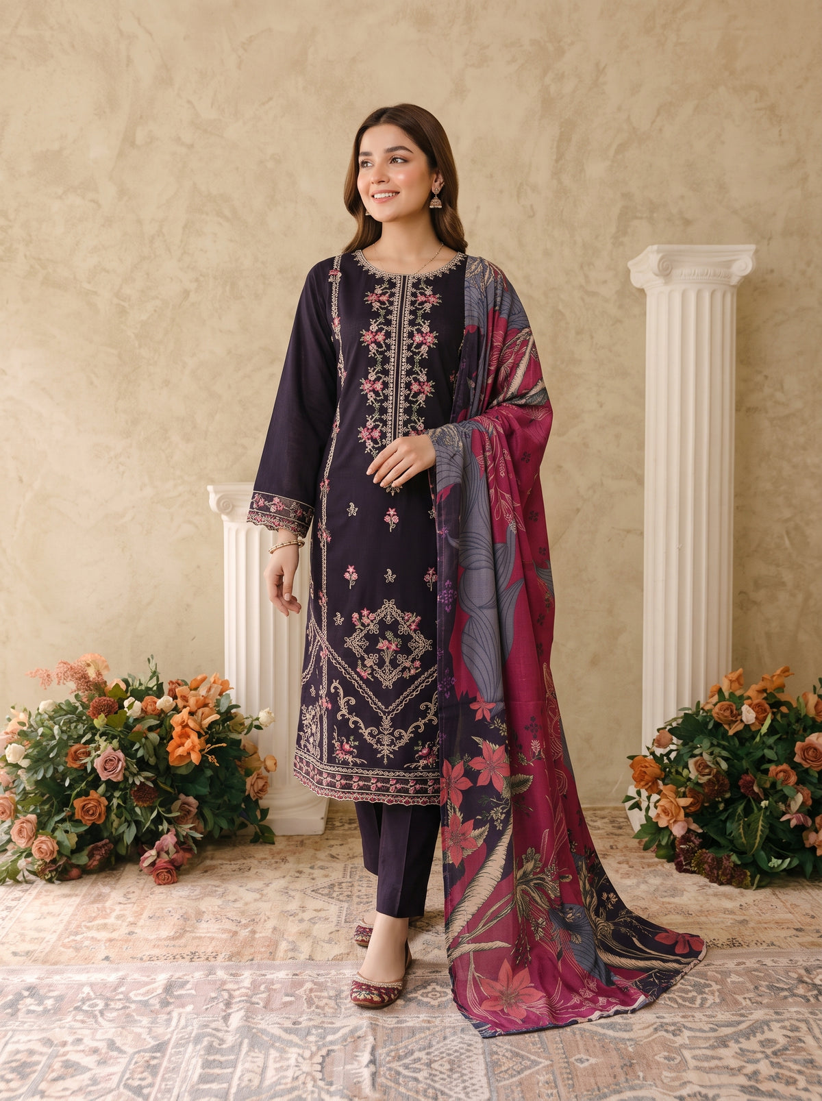 INARA 3pcs Un-Stitched Emb Viscose [D-6217]