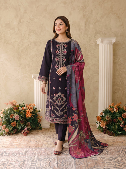 INARA 3pcs Un-Stitched Emb Viscose [D-6217]