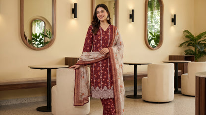 ZAINA 3pcs Un-Stitched Emb Printed Cotton [D-5957]