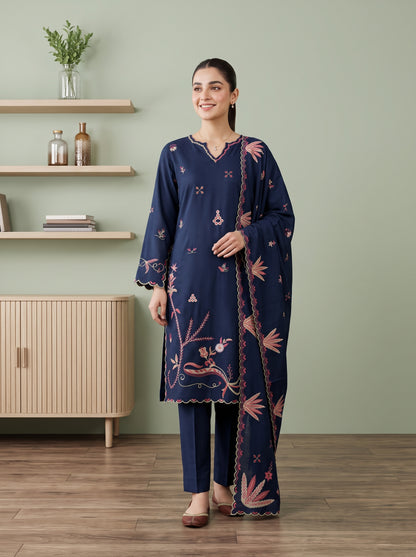 AYSANA 3pcs Un-Stitched Emb Khaddar [D-5868]