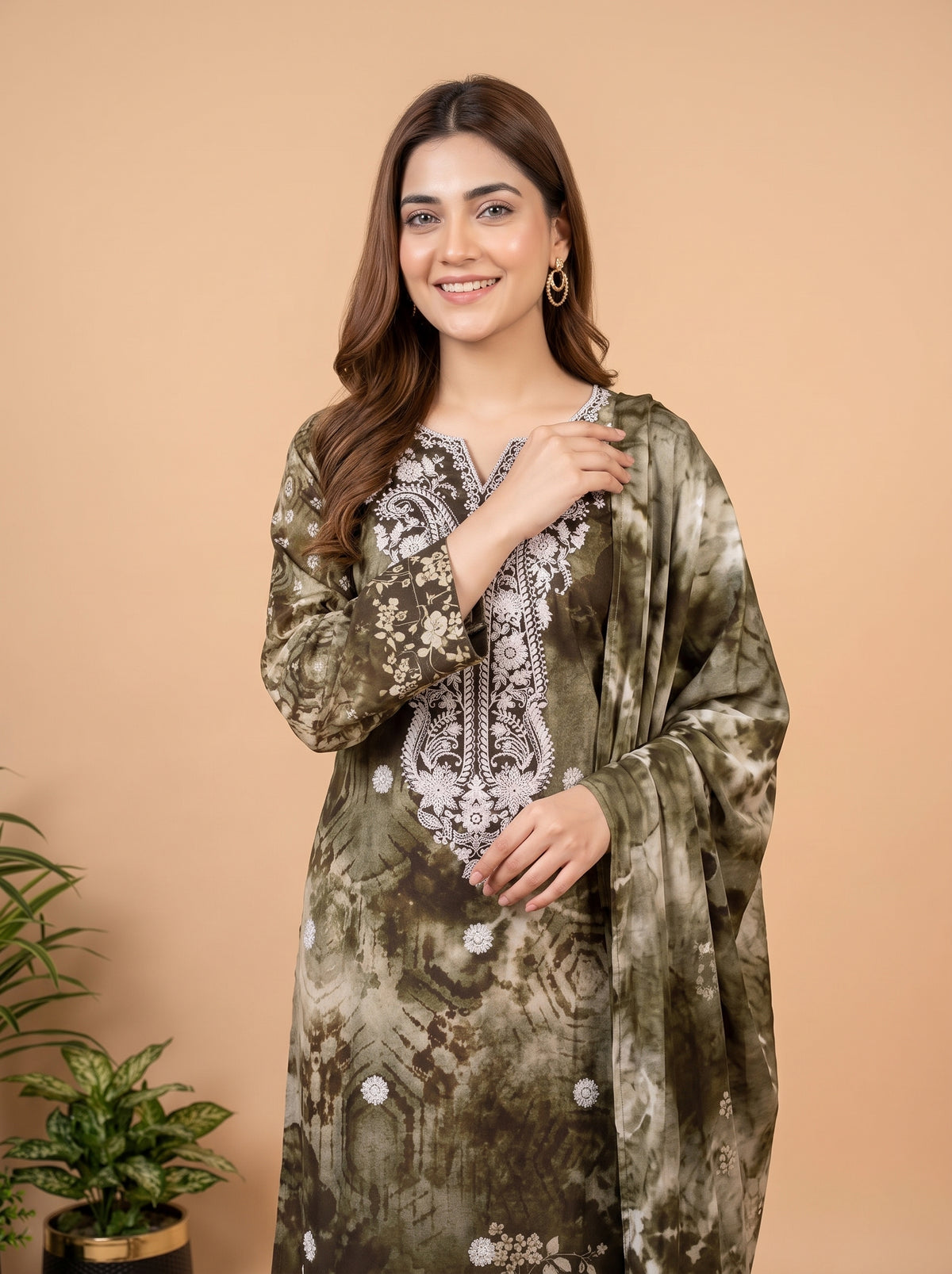 MAHIRI 3pcs Un-Stitched Emb Printed Staple [D-5924]