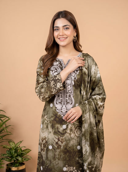 MAHIRI 3pcs Un-Stitched Emb Printed Staple [D-5924]
