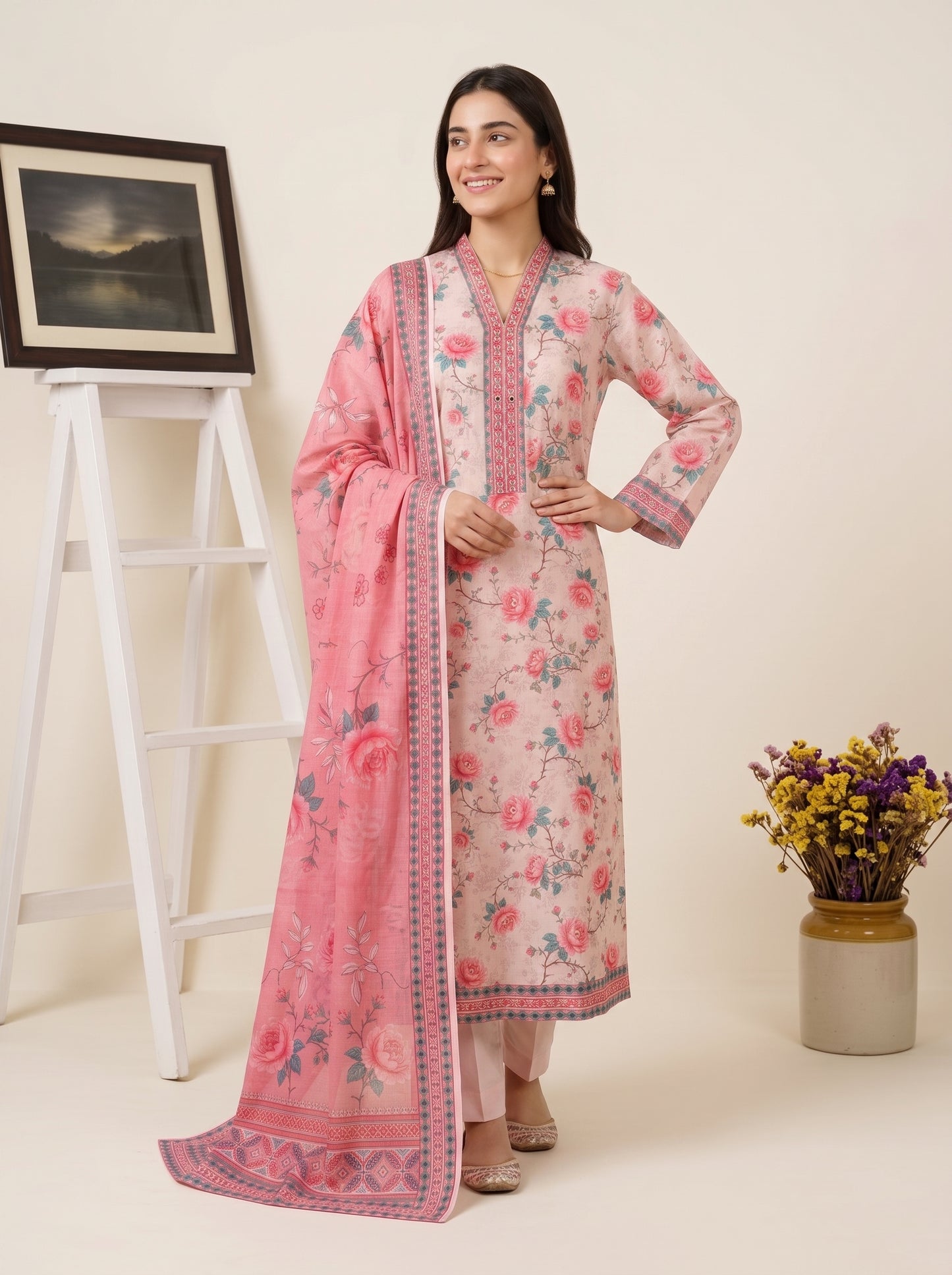 LAVINIA 3pcs Un-Stitched Printed Lawn [D-10]
