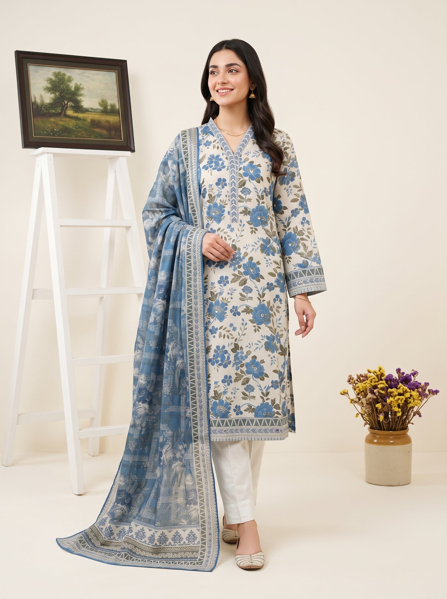 LAVINIA 3pcs Un-Stitched Printed Lawn [D-04]