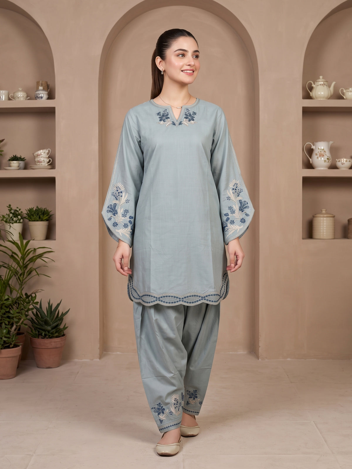 ZAIRE 2pcs Stitched Emb Cotton [D-4976]