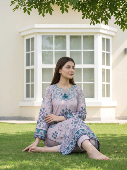 Chloris 2pcs Stitched Printed Swiss Kaftaan [D-4092]