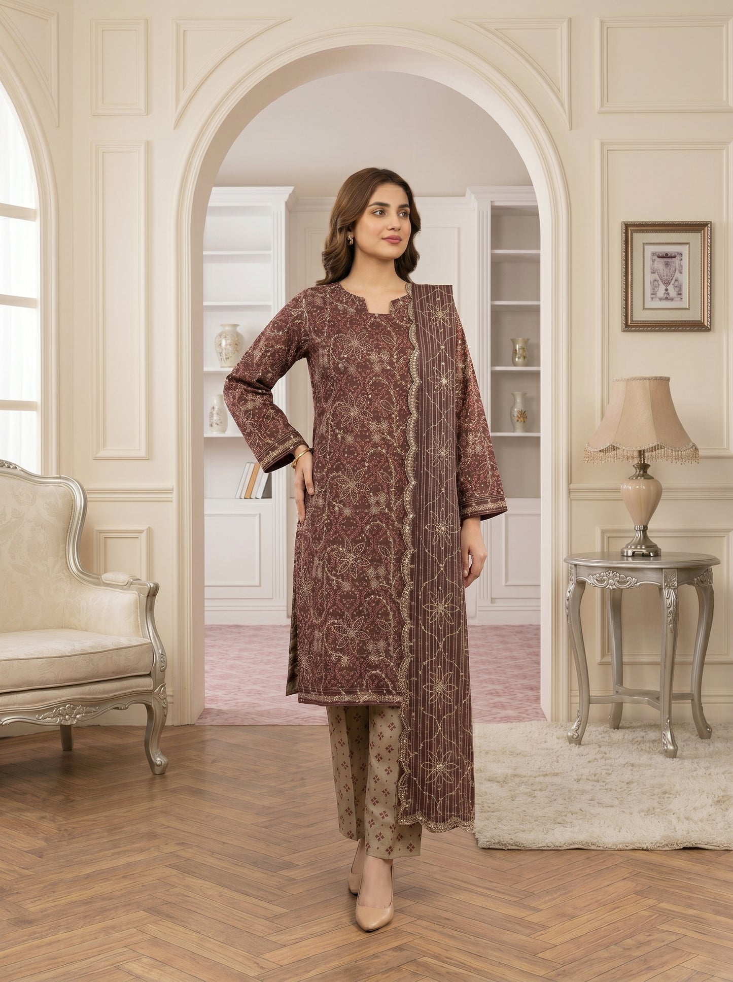 MARIUM 3pcs Un-Stitched Emb Printed Lawn [D-4145]