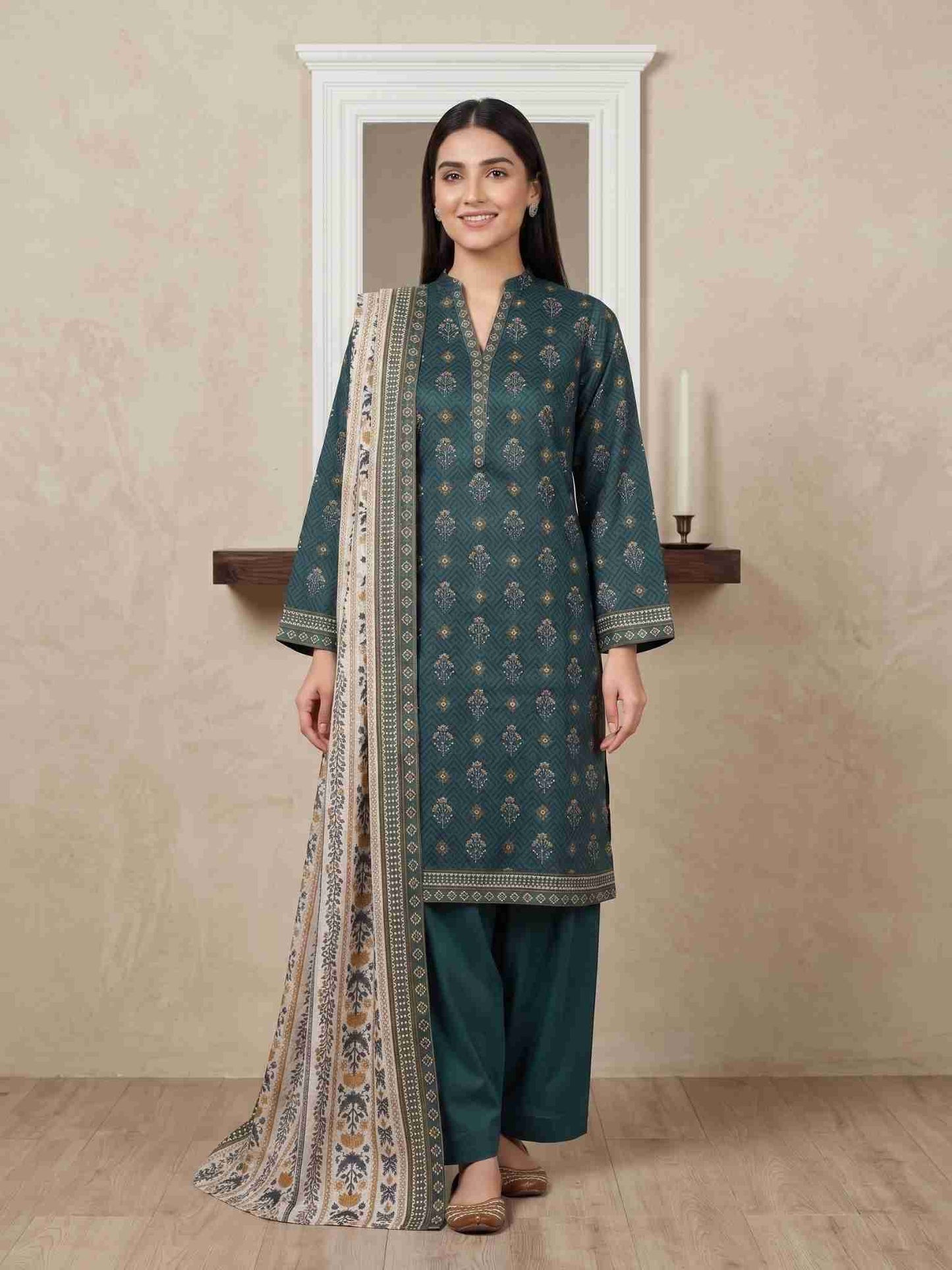 INAYA 3pcs Stitched Printed Lawn [D-5128]