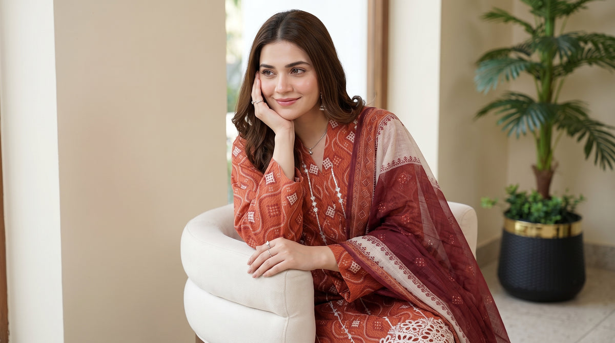 ZAINA 3pcs Un-Stitched Emb Printed Cotton [D-5964]