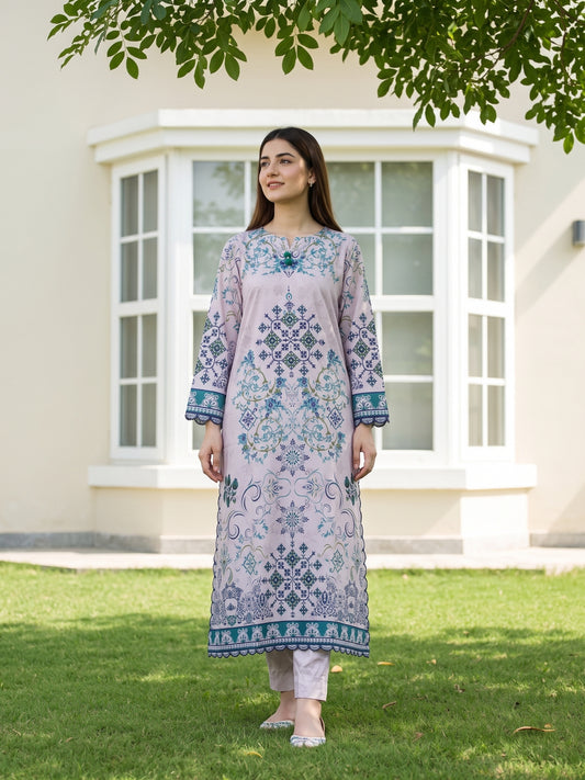 Chloris 2pcs Stitched Printed Swiss Kaftaan [D-4092]