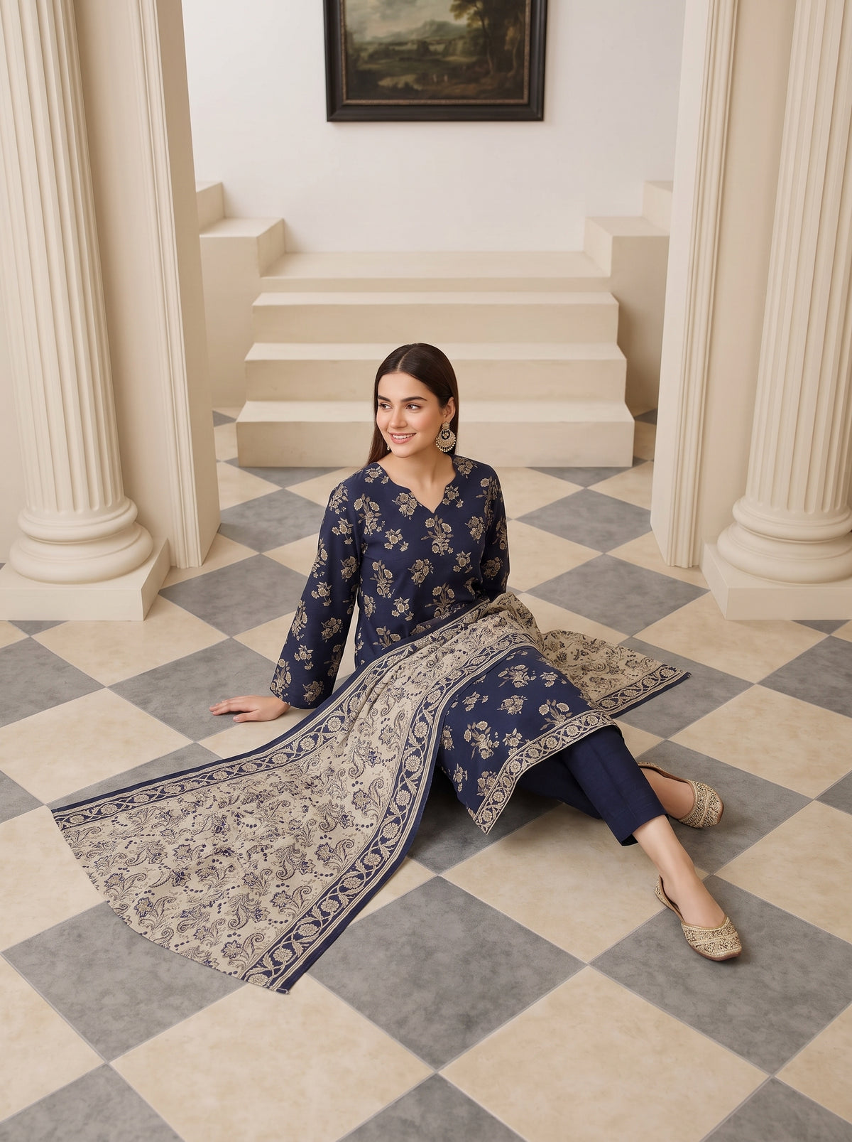 MAHRUKH 3pcs Stitched Printed Khaddar [D-6147]