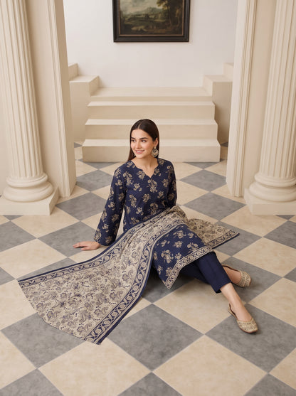 MAHRUKH 3pcs Stitched Printed Khaddar [D-6147]