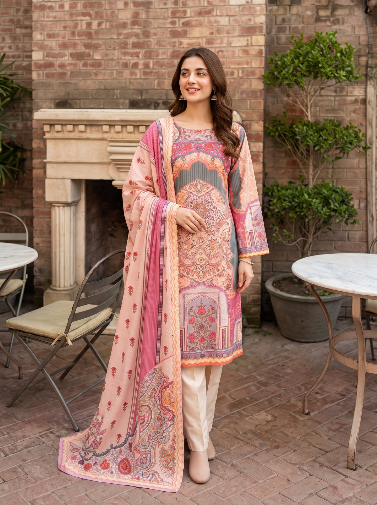 AYEZAH 3pcs Un-Stitched Print Viscose [D-03]