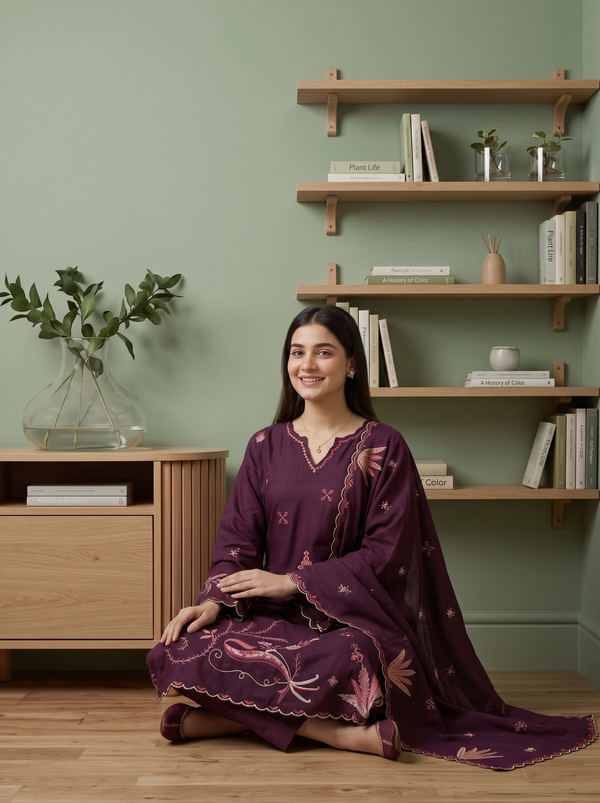 AYSANA 3pcs Un-Stitched Emb Khaddar [D-5869]